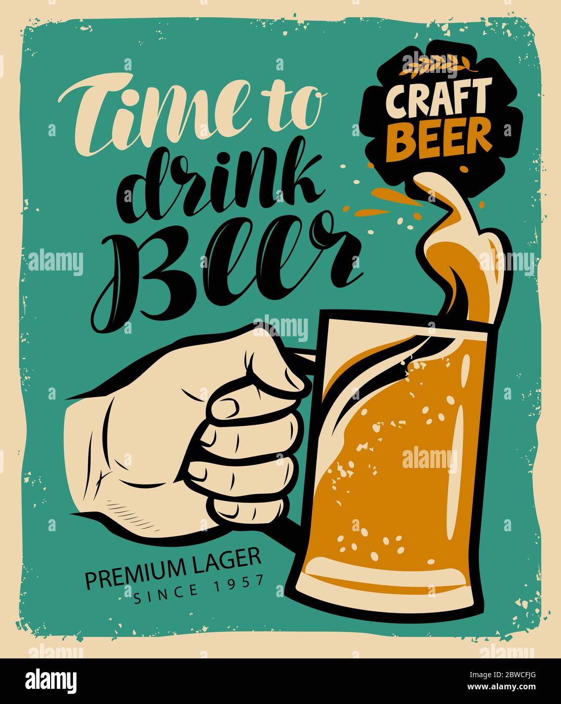 Poster retro della pubblicità della birra. Pub, birreria illustrazione vettoriale Illustrazione Vettoriale