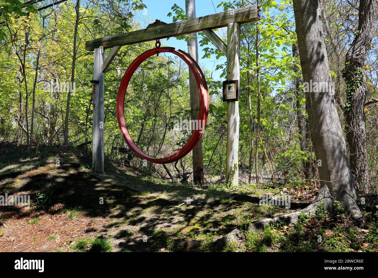 Antico campanello di allarme antincendio Old Field Long Island New York Foto Stock
