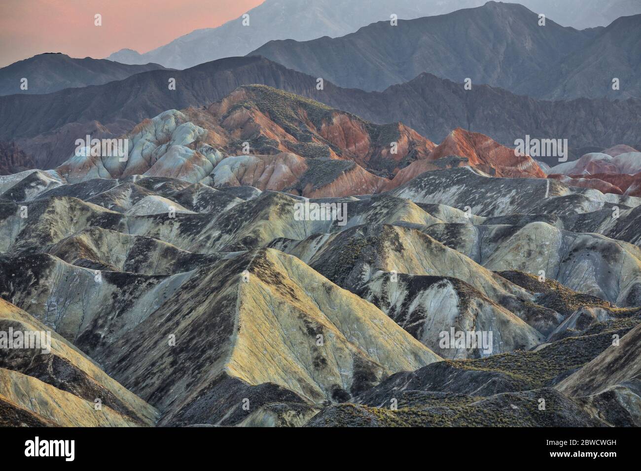 Monoclinic-limestone forma da colorful-Clouds Observation Deck. Zhangye Danxia-Qicai Scenic Spot-Gansu-China-0905 Foto Stock