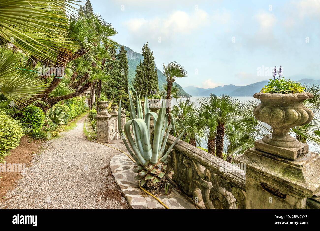 Giardino Botanico Di Villa Monastero, Varenna, Lombardia, Italia Foto Stock