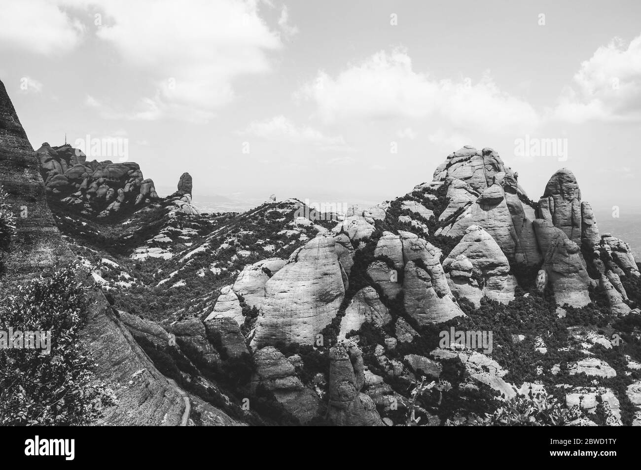 Escursioni nelle montagne di arenaria di Montserrat vicino a Barcellona Foto Stock