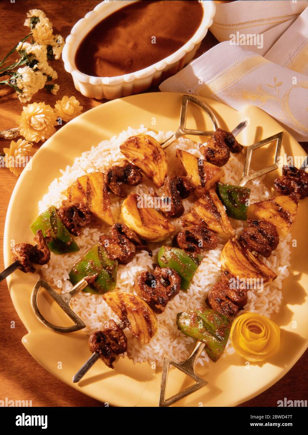 Spiedini di bistecca di peperone asiatico Foto Stock