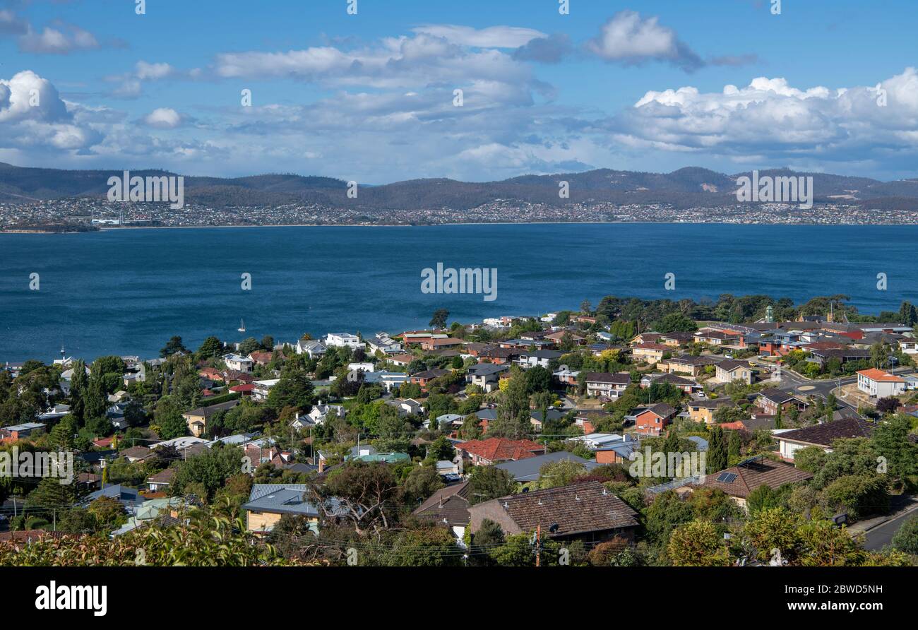Sandy Bay e Derwent River Hobart Tasmania Australia Foto Stock