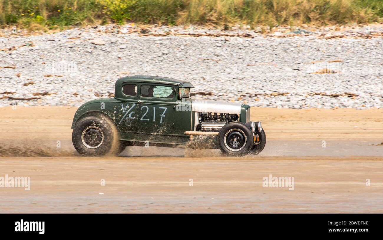 Hot tonds precedenti al 1949 americano. Hot Rod Racing d'epoca al Pendine Sands Wales UK Event tenuto da VHRA 2016 Foto Stock