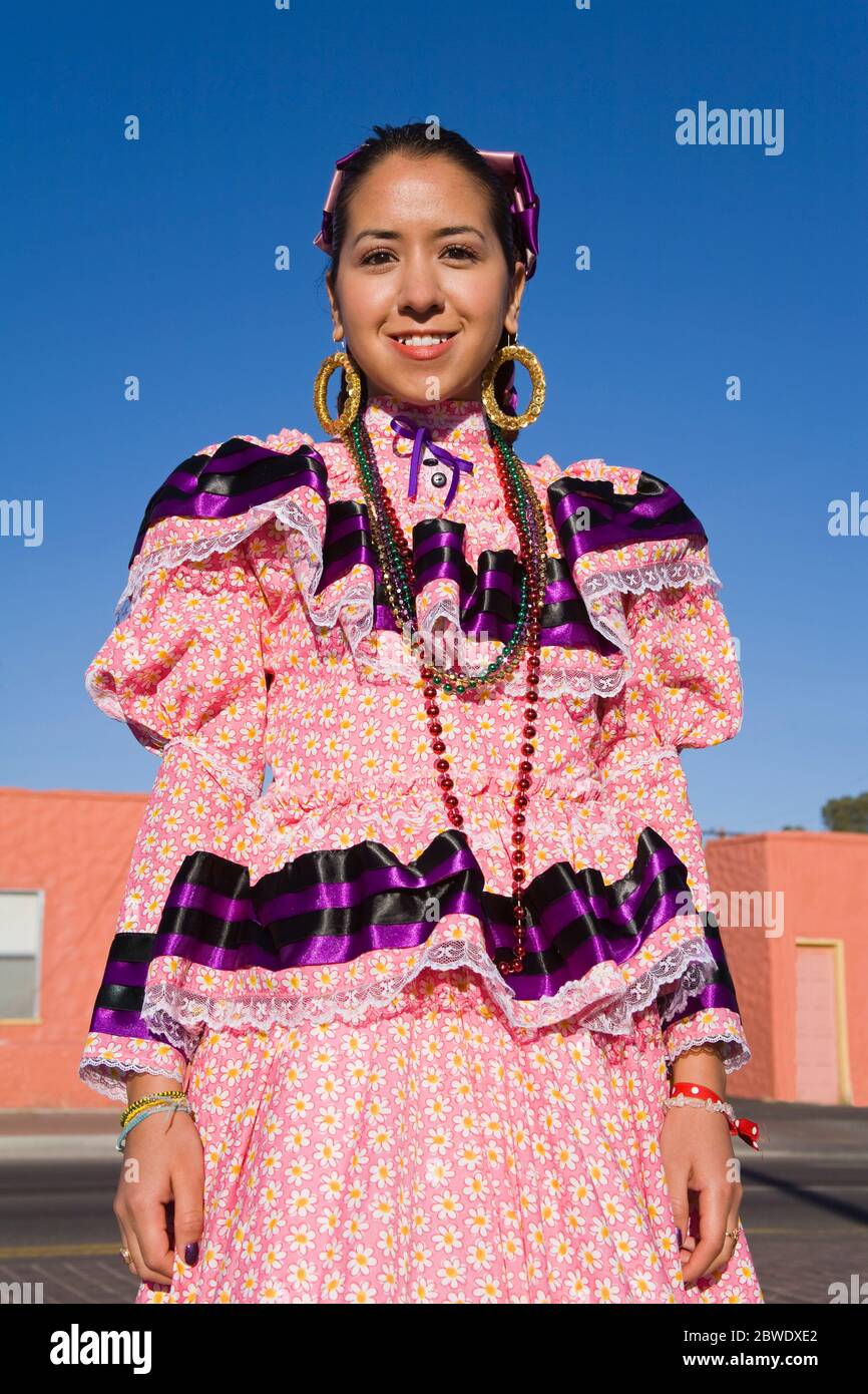 Ballerino di danza folcloristica, Tucson Rodeo Parade, Tucson, Arizona, Stati Uniti d'America Foto Stock