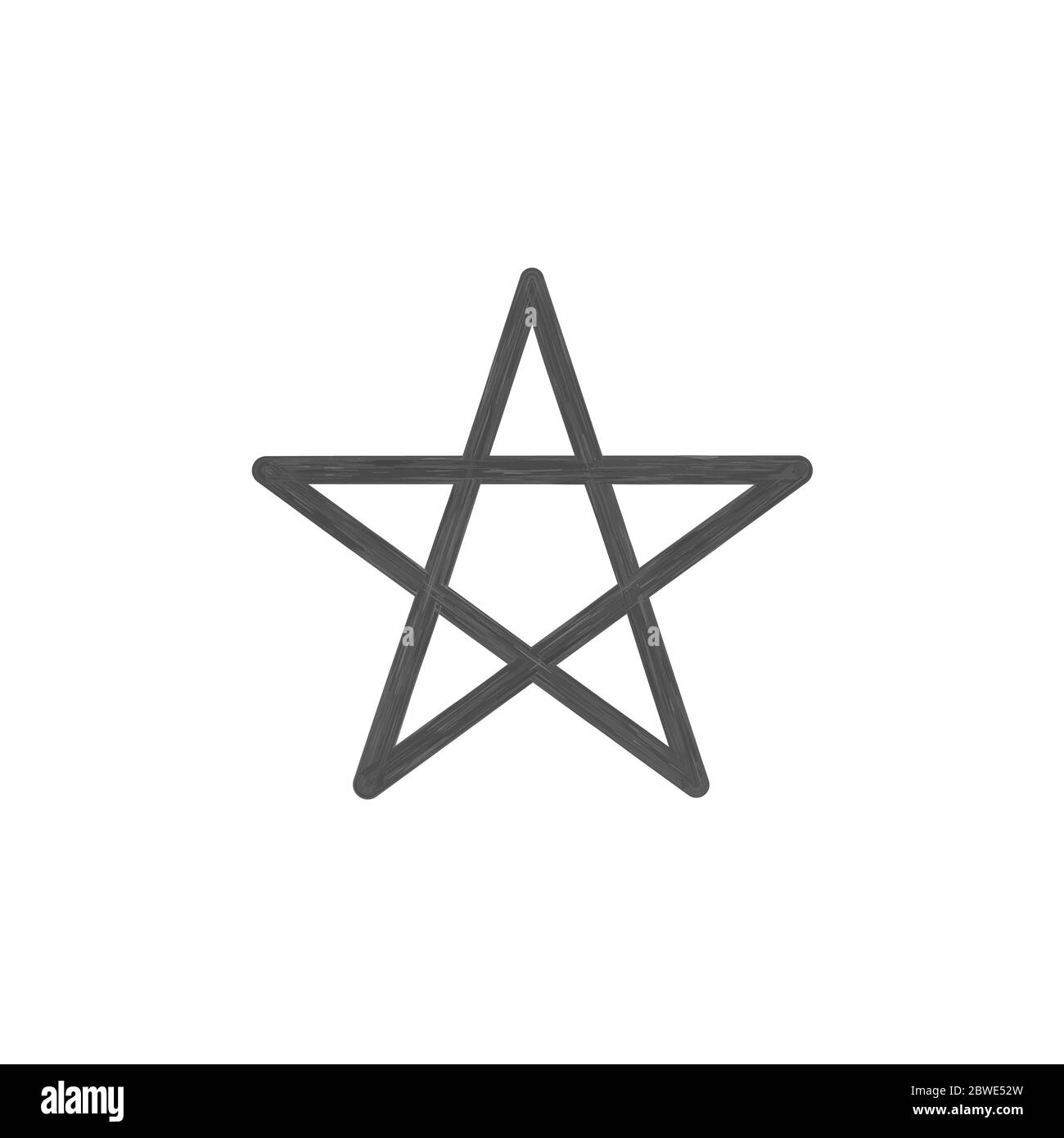 Stella lineare disegnata a mano verniciata. Illustrazione vettoriale di stock isolata su sfondo bianco. Illustrazione Vettoriale