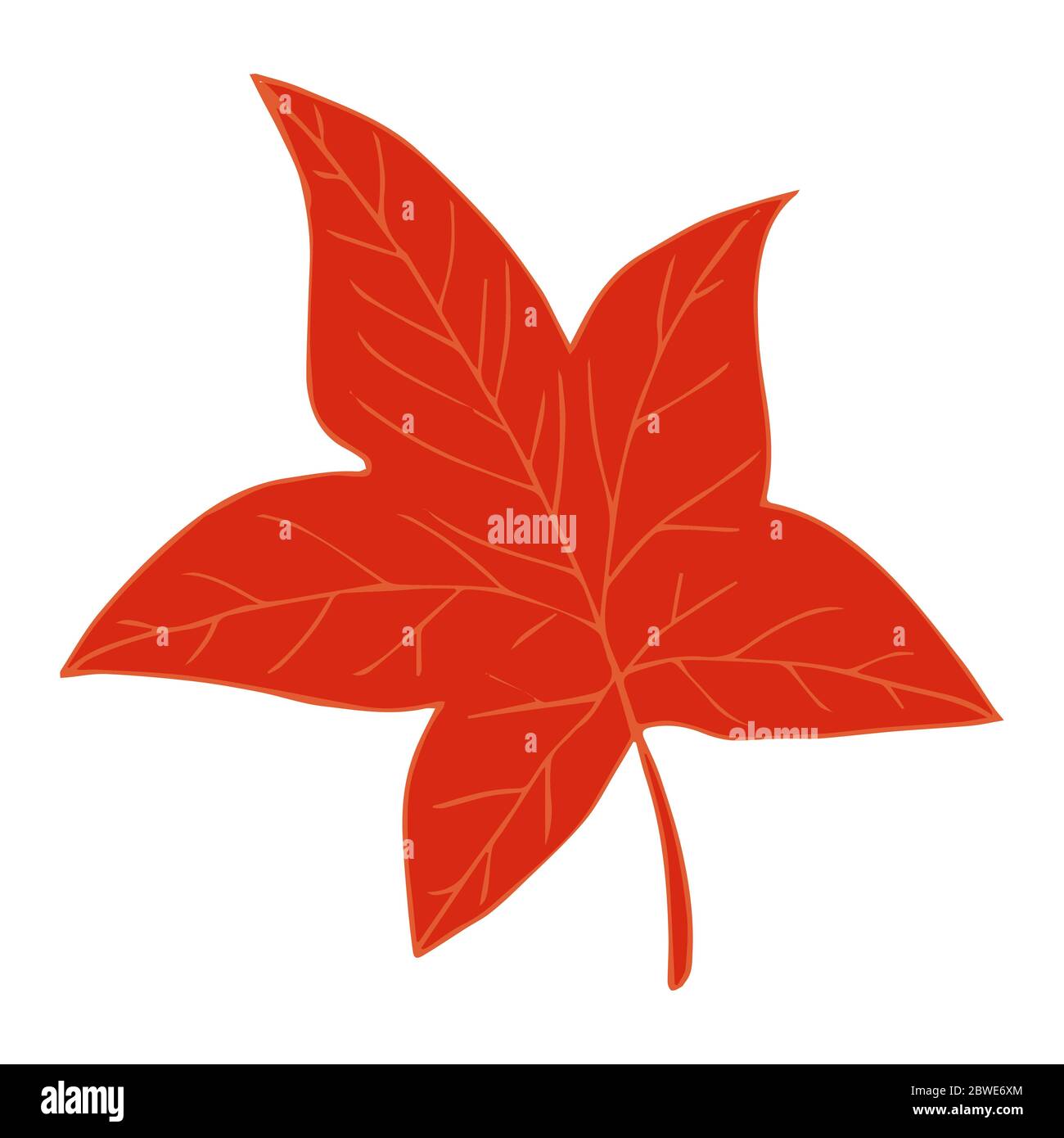 autunno rosso foglia doodle vettore isolato per la progettazione e la decorazione Illustrazione Vettoriale