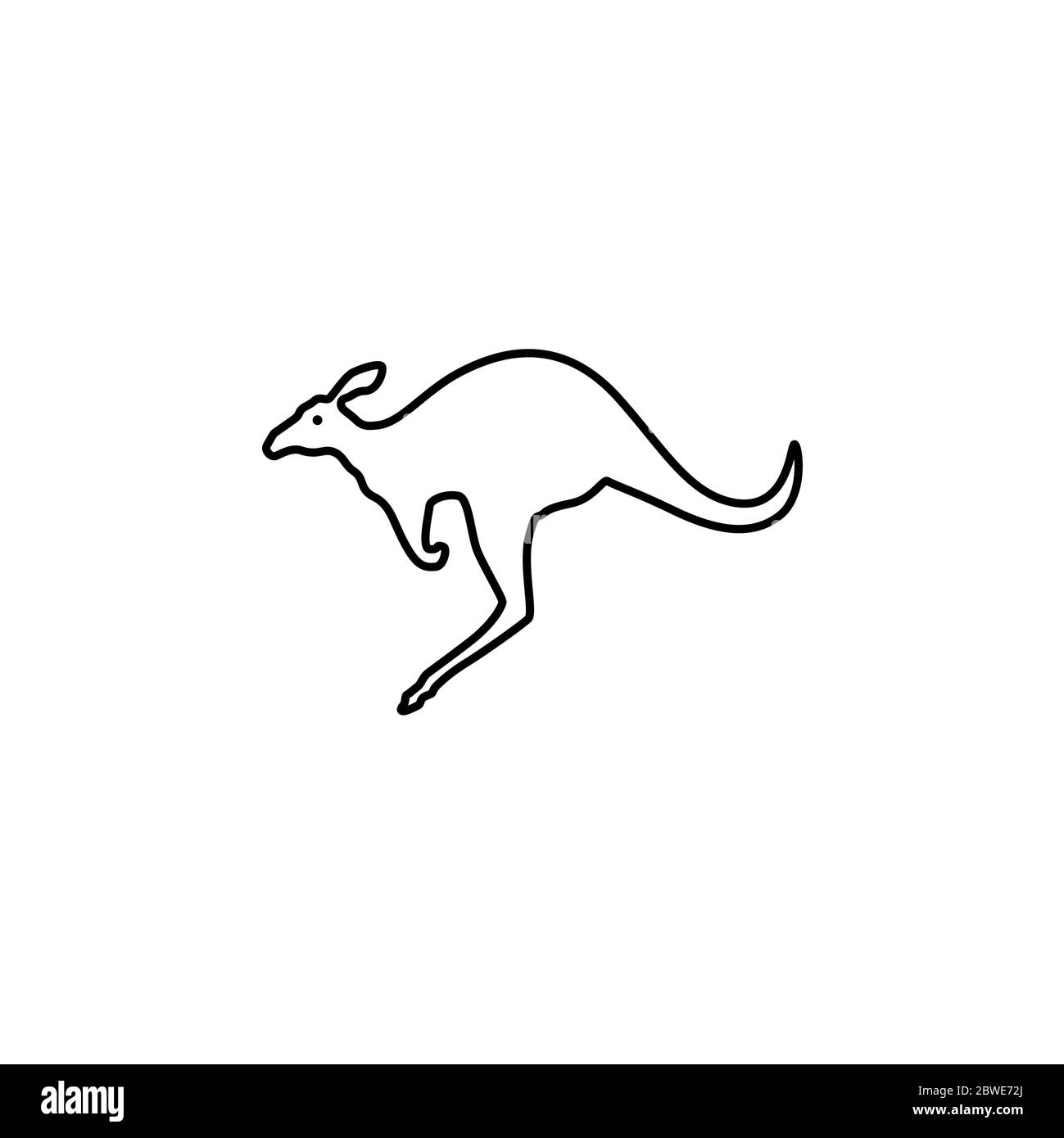 Linea di canguro icona nella piana di vettore di stile per le app, UI, siti web. Icona nera illustrazione vettoriale Foto Stock