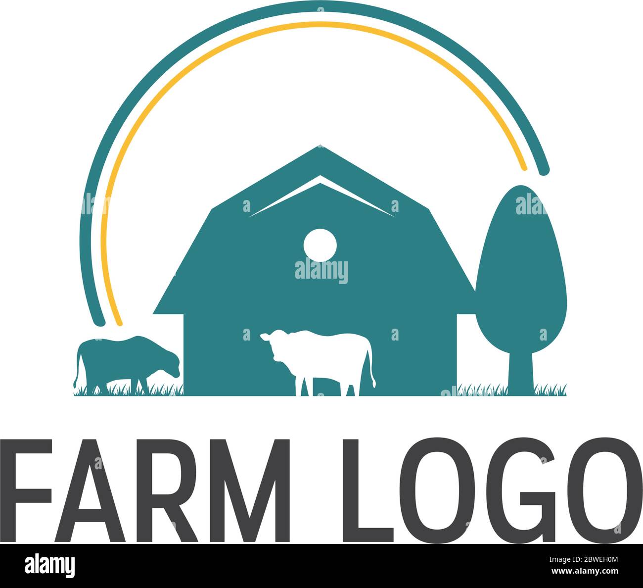 Mucca bestiame fattoria manzo bestiame modello logo Illustrazione Vettoriale