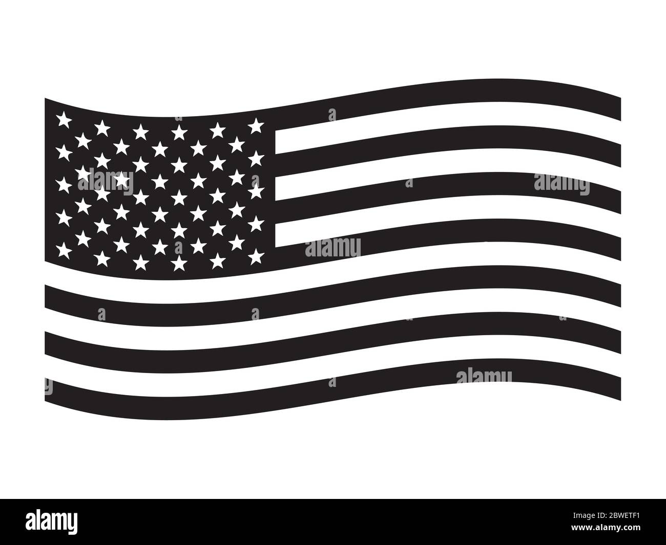 La bandiera americana, le stelle e le strisce rosso, bianco e blu Old Glory la bandiera degli Stati Uniti (Stati Uniti). Vettore EPS bianco e nero Illustrazione Vettoriale