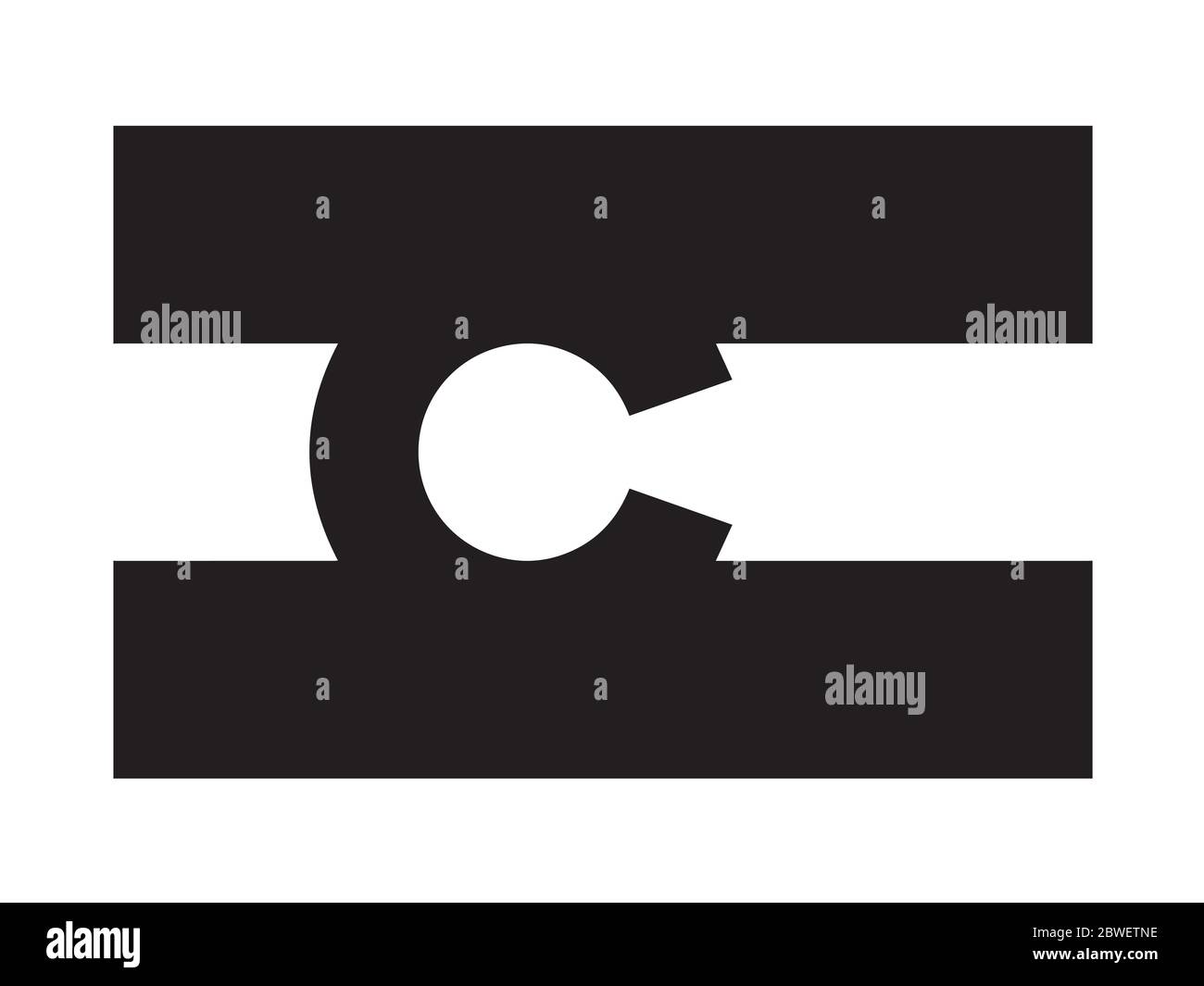 Bandiera dello stato Colorado CO. Stati Uniti d'America. File vettoriale EPS in bianco e nero. Illustrazione Vettoriale