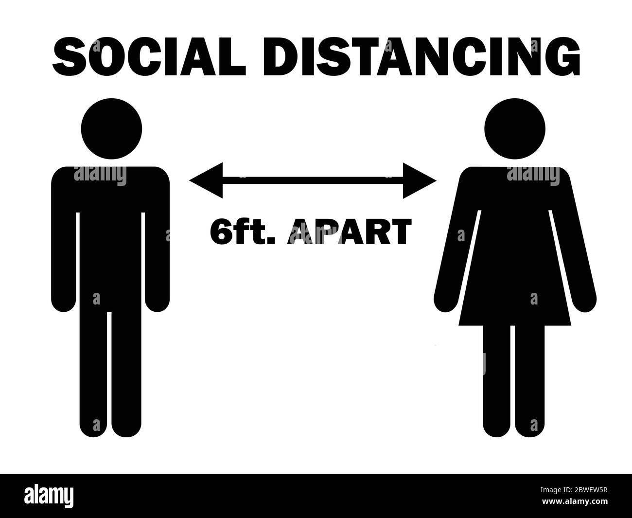 Distanza sociale di 6 piedi Personaggio Apart Man Woman Stick. Illustrazione del pittogramma che descrive il distanziamento sociale durante il Covid19 pandemico. File vettoriale Illustrazione Vettoriale