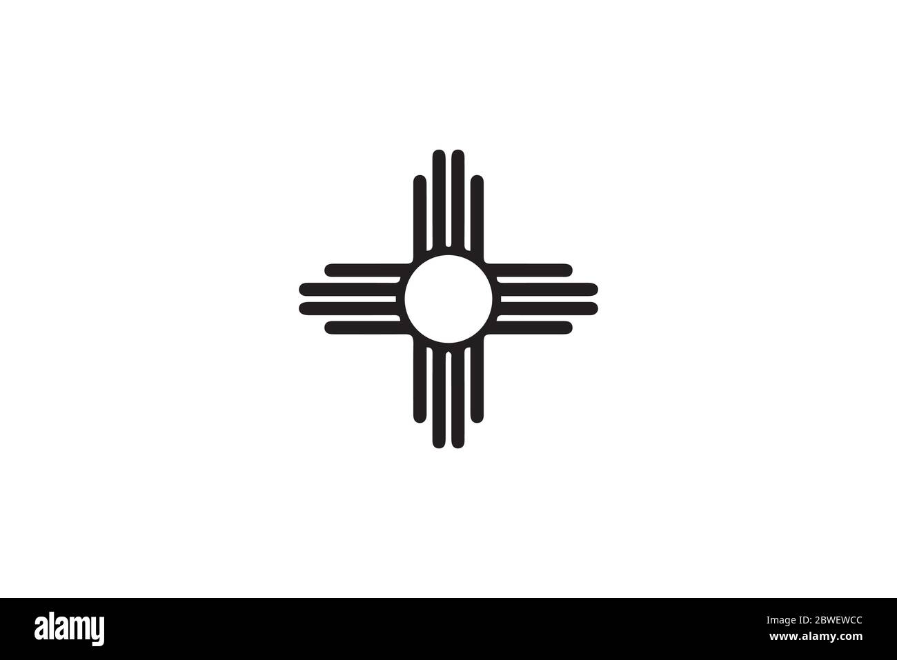 Bandiera dello stato NM del nuovo Messico. Stati Uniti d'America. File vettoriale EPS in bianco e nero. Illustrazione Vettoriale