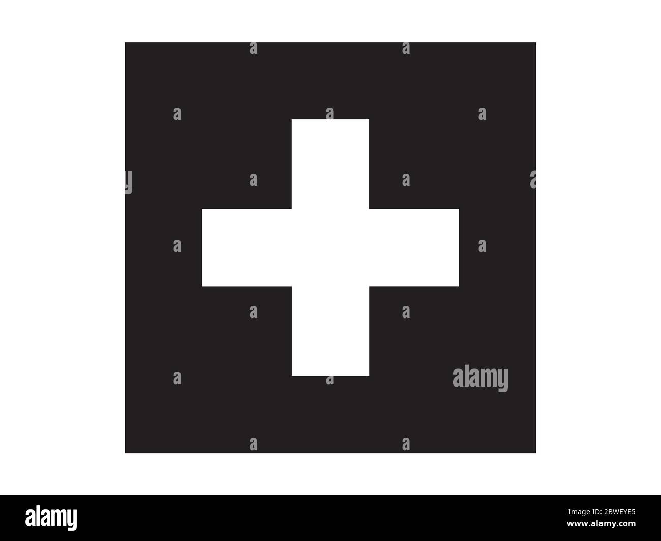 Bandiera Svizzera Bianco e nero. Bandiera nazionale degli emblemi. File vettoriale EPS in scala di grigi monocromatico. Illustrazione Vettoriale