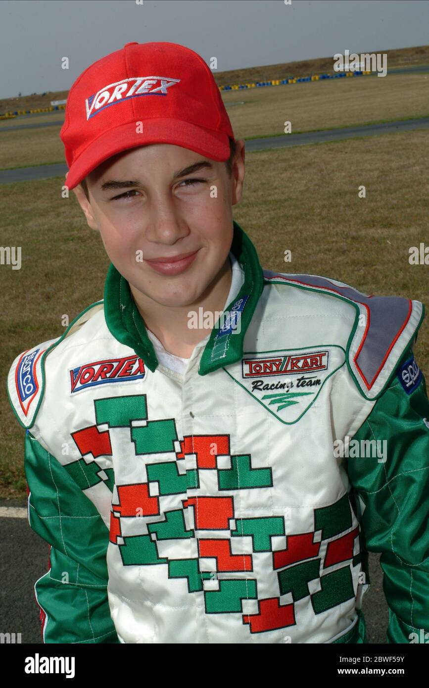 Oliver Oakes, il direttore del team di F1 di Alpine, durante la sua carriera di kart. Foto Stock