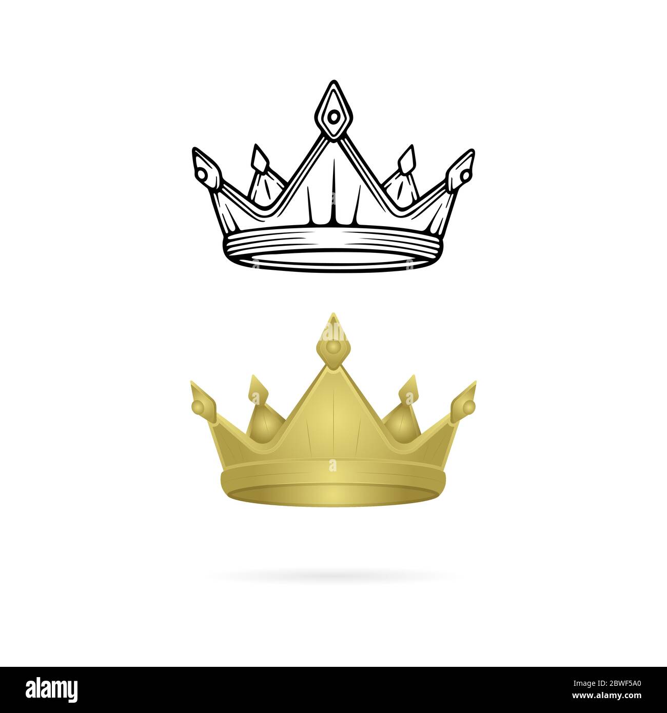 Corona. Set di illustrazioni vettoriali realistiche e disegnate a mano. Illustrazione Vettoriale