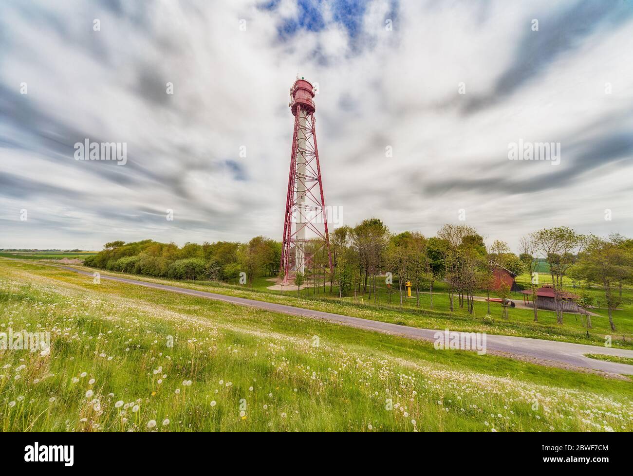 Faro in Campen al Mare del Nord in Germania Foto Stock