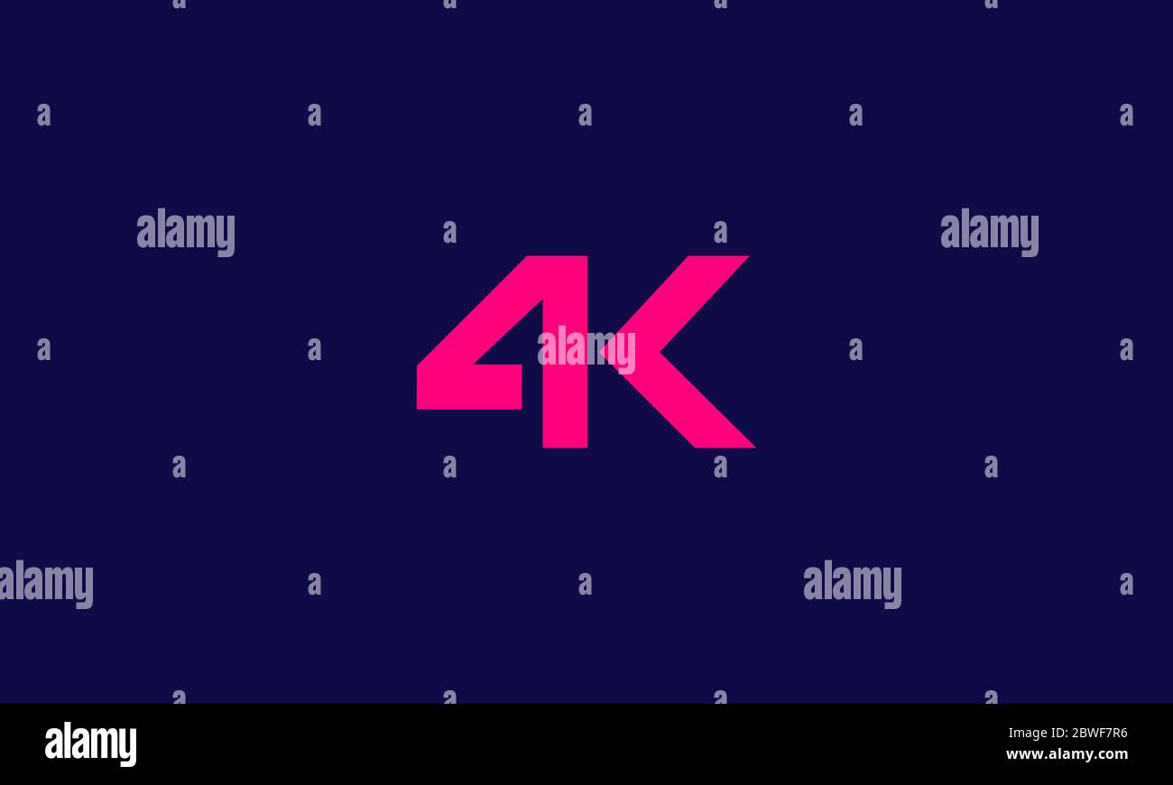icona 4k , lettera logo 4k . design astratto del logo 4k con stile popolare moderno e pulito. illustrazione vettoriale eps10 Illustrazione Vettoriale