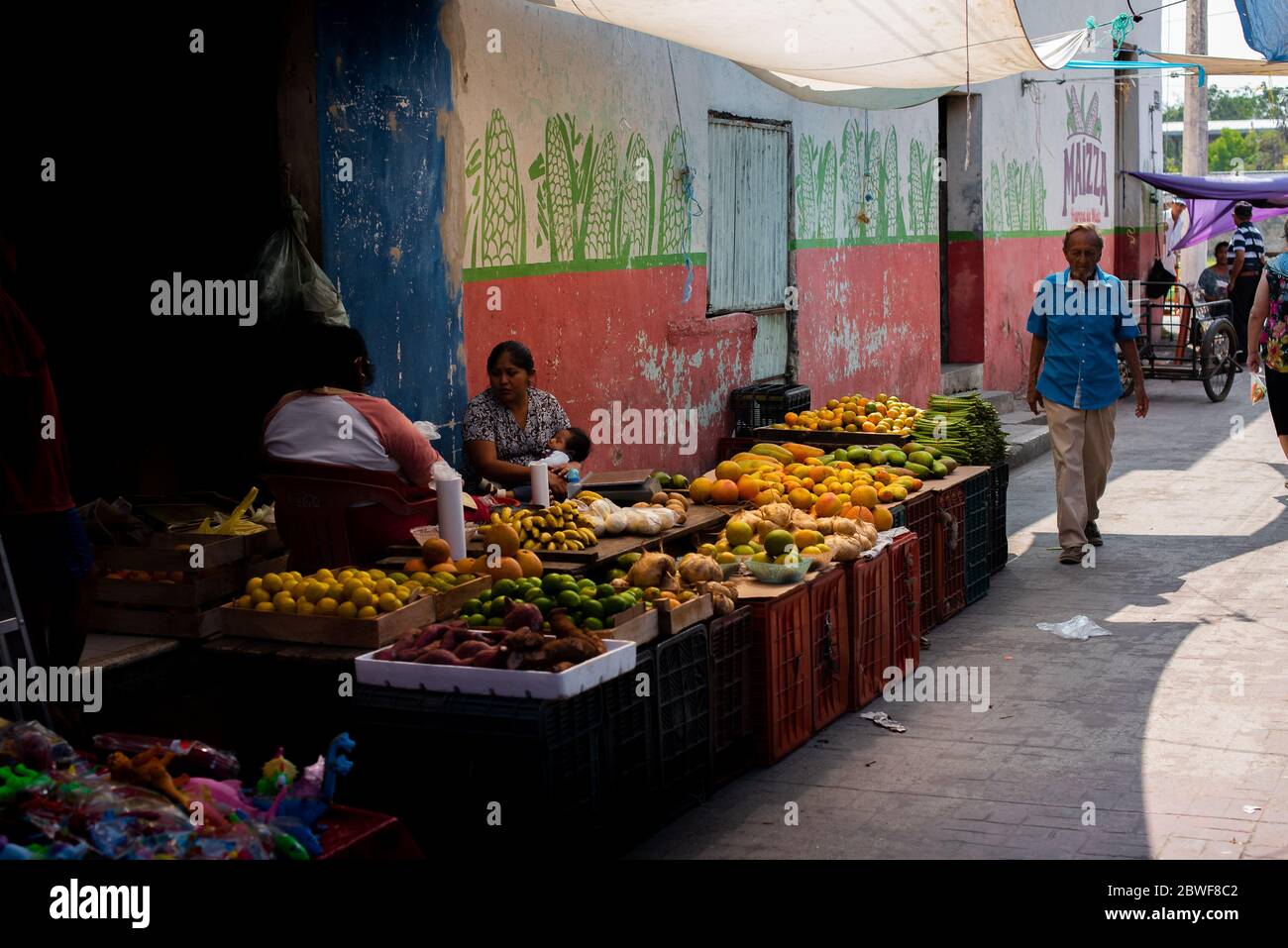 Un mercato messicano - Celestun, Messico Foto Stock