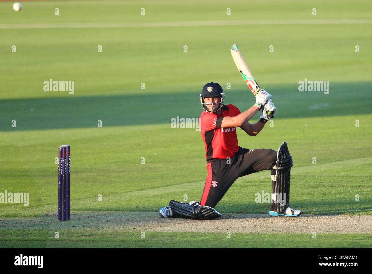 CHESTER LE STREET, INGHILTERRA - Calum McLeod di Durham batte durante la partita di Nat West T20 Blast North Division tra Durham e Northamptonshire all'Emirates Riverside, Chester le Street venerdì 24 luglio 2014 (Credit: Mark Fletcher | MI News) Foto Stock
