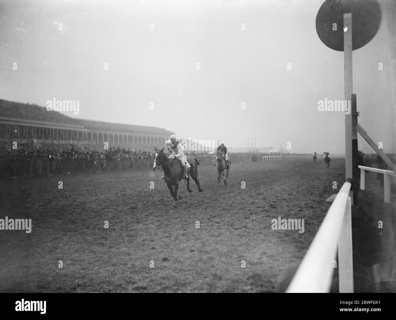 Il Grand National . Il finale della gara , mostrando il vincitore , il Maestro Robert , passando il posto seguito da Fly Mask , Silvo e Drifter . 28 marzo 1924 Foto Stock