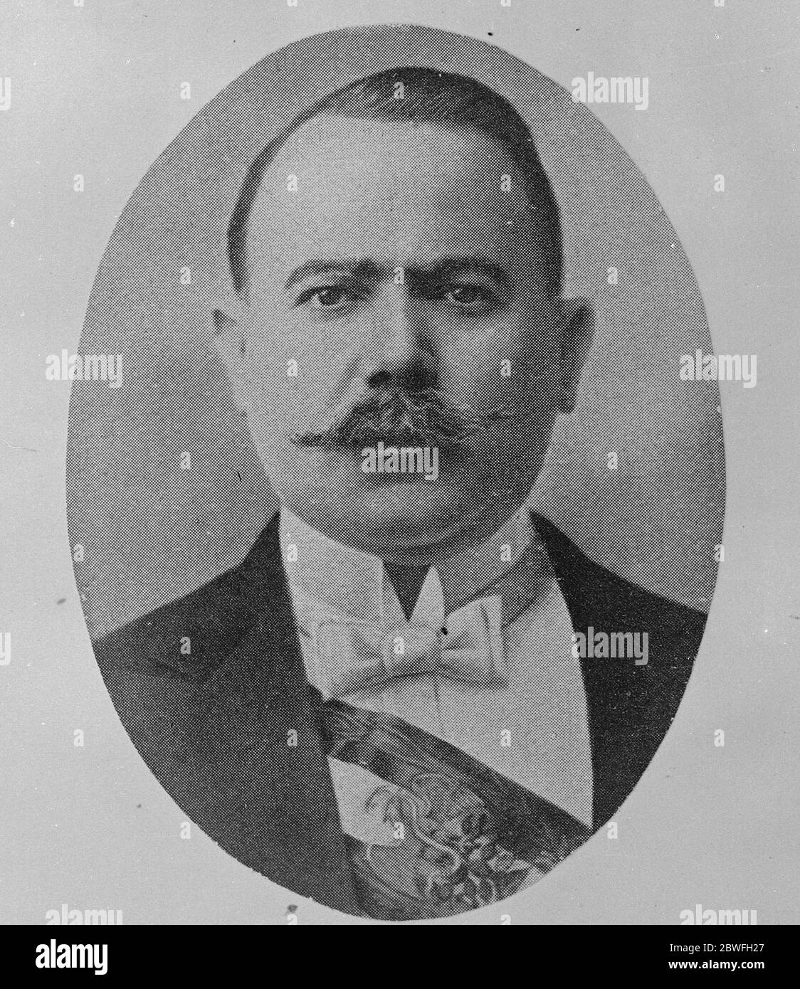 Presidente del Messico Alvaro Obregon gravemente ammalato di problemi bronchiali 5 gennaio 1923 Foto Stock