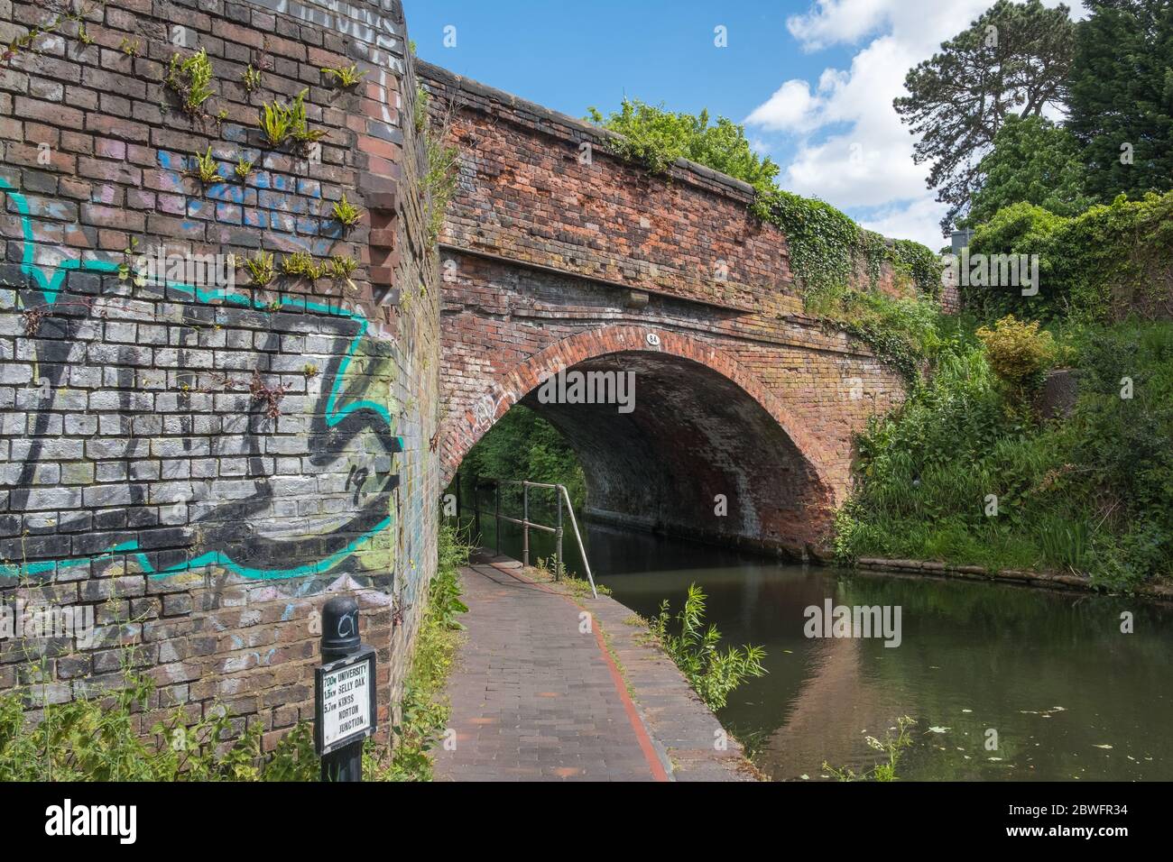 Ponte sul canale Worcester e Birmingham a Edgbaston, Birmingham, Regno Unito Foto Stock