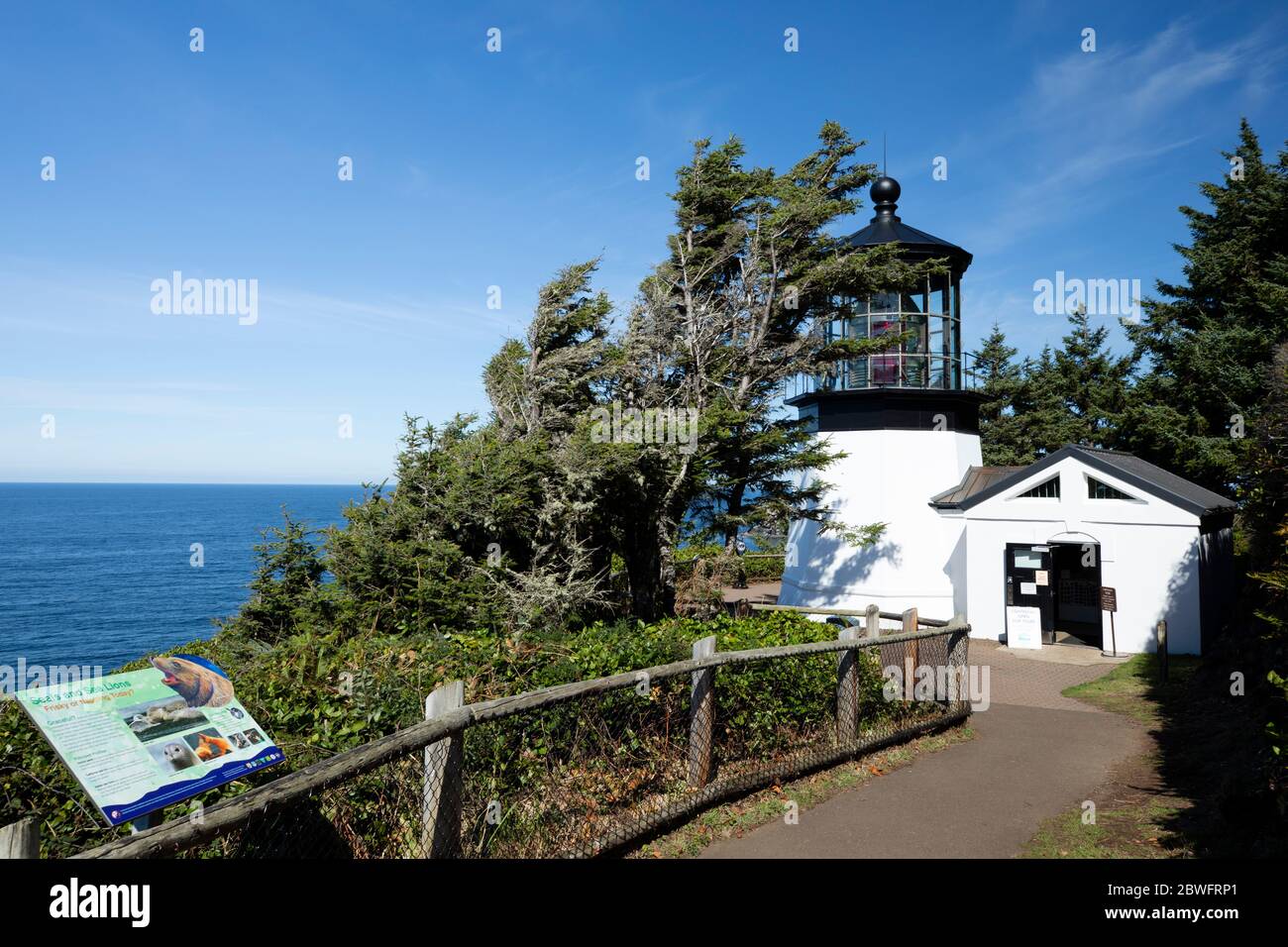 Faro di Cape Meares, contea di Tillamook, Oregon, Stati Uniti Foto Stock