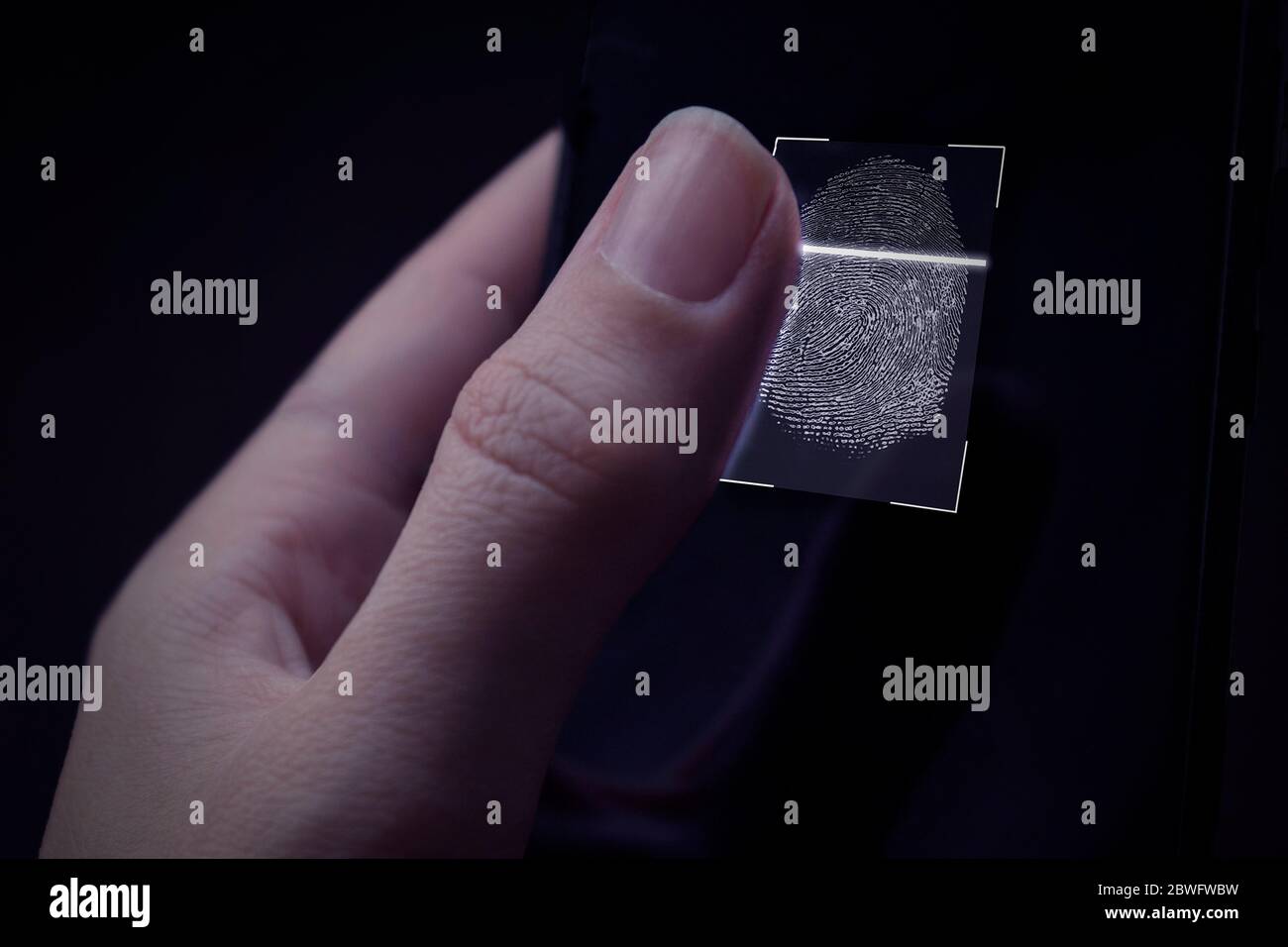 Scanner di identità digitale. Business, tecnologia, Internet e concetto di rete. Protezione dei dati concetto di privacy. GDPR. UE Foto Stock