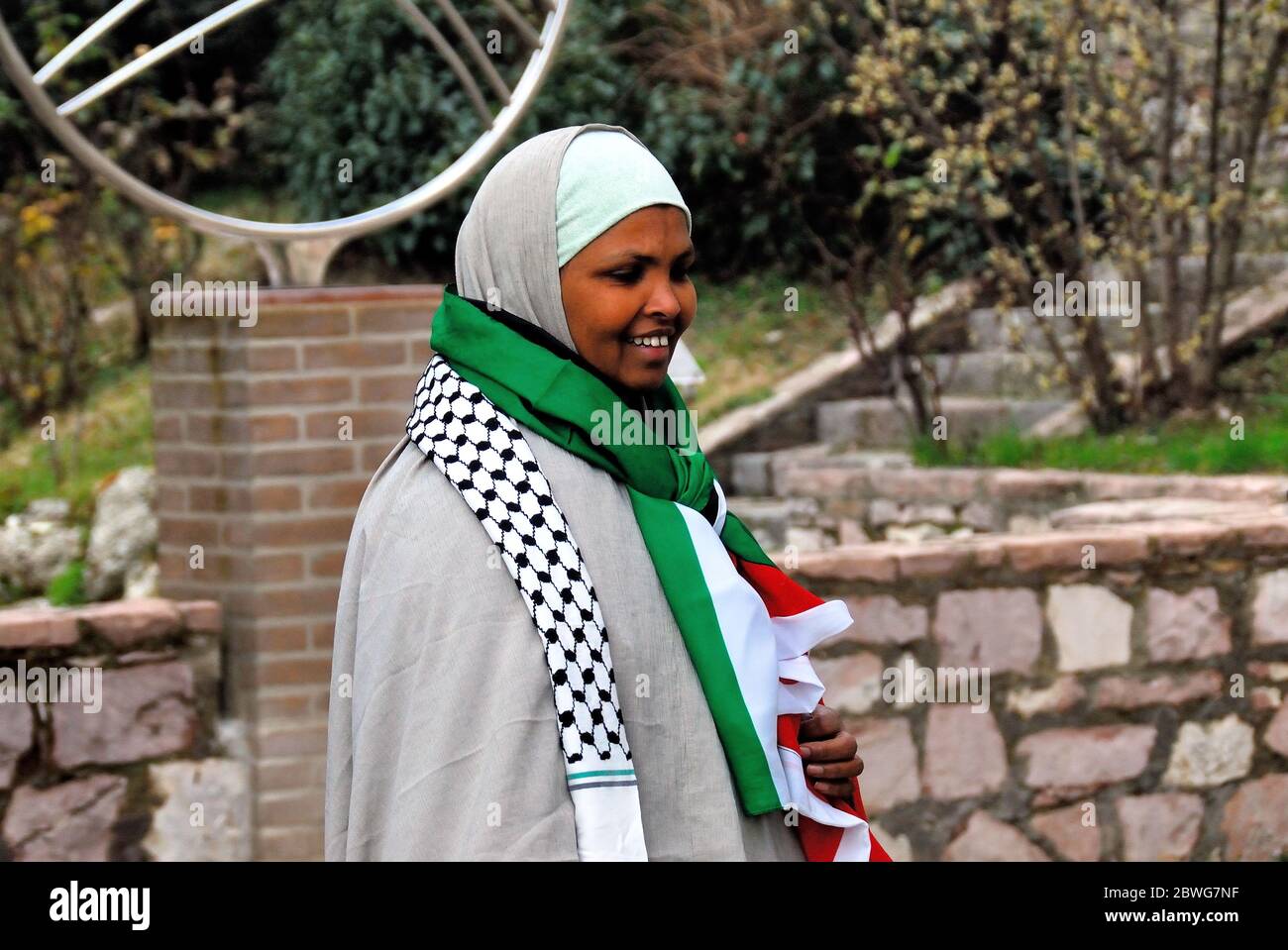 17 gennaio 2009. Manifestazione di Assisi per Gaza, contro la violenza sionista di Israele, contro l'occupazione dei territori e per la pace nella striscia di Gaza. Foto Stock