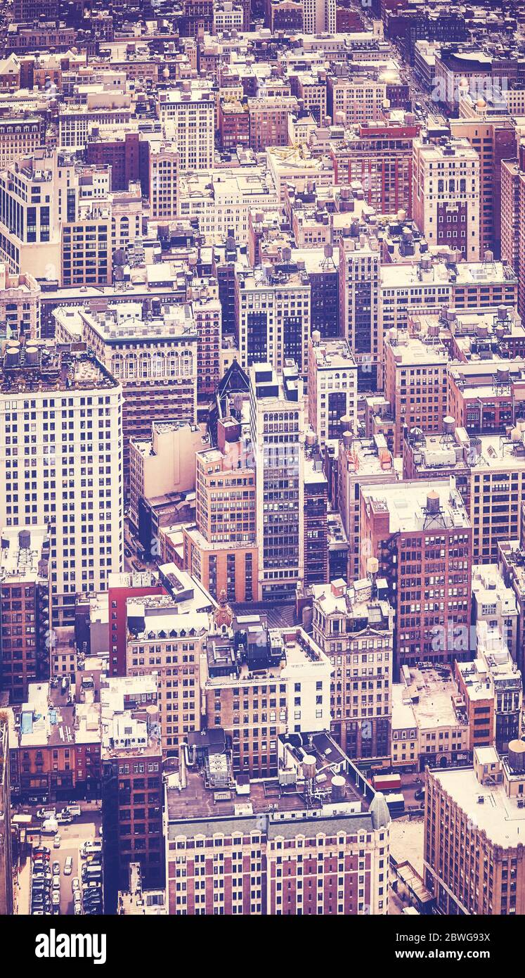 Vista aerea di New York City, tonalità colore applicata, USA. Foto Stock