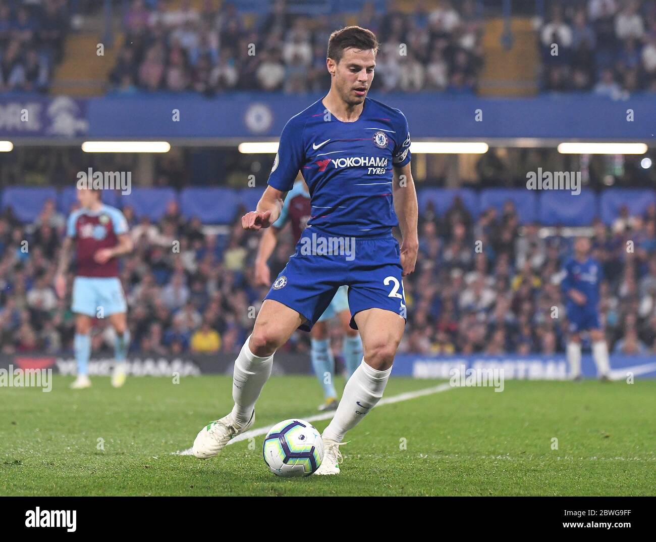 LONDRA, INGHILTERRA - 22 APRILE 2019: Cesar Azpilicueta di Chelsea raffigurato durante la partita della Premier League del 2018/19 tra il Chelsea FC e il Burnley FC. Foto Stock