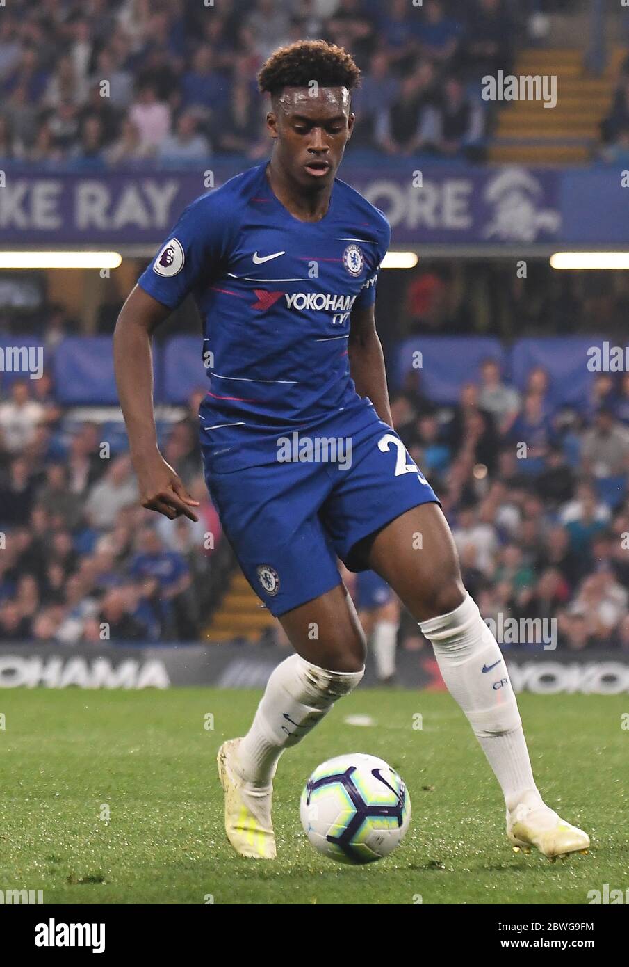 LONDRA, INGHILTERRA - 22 APRILE 2019: Callum Hudson-Odoi di Chelsea ha ritratto durante la partita della Premier League 2018/19 tra il Chelsea FC e il Burnley FC a S. Foto Stock