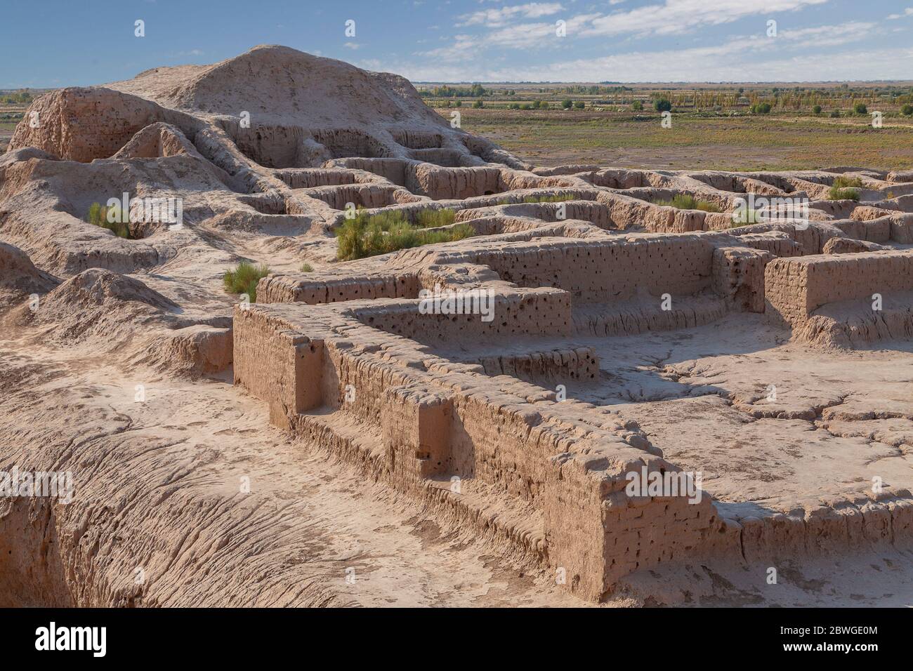 Rovine della fortezza di Toprak Kala a Khorezm, Uzbekistan Foto Stock