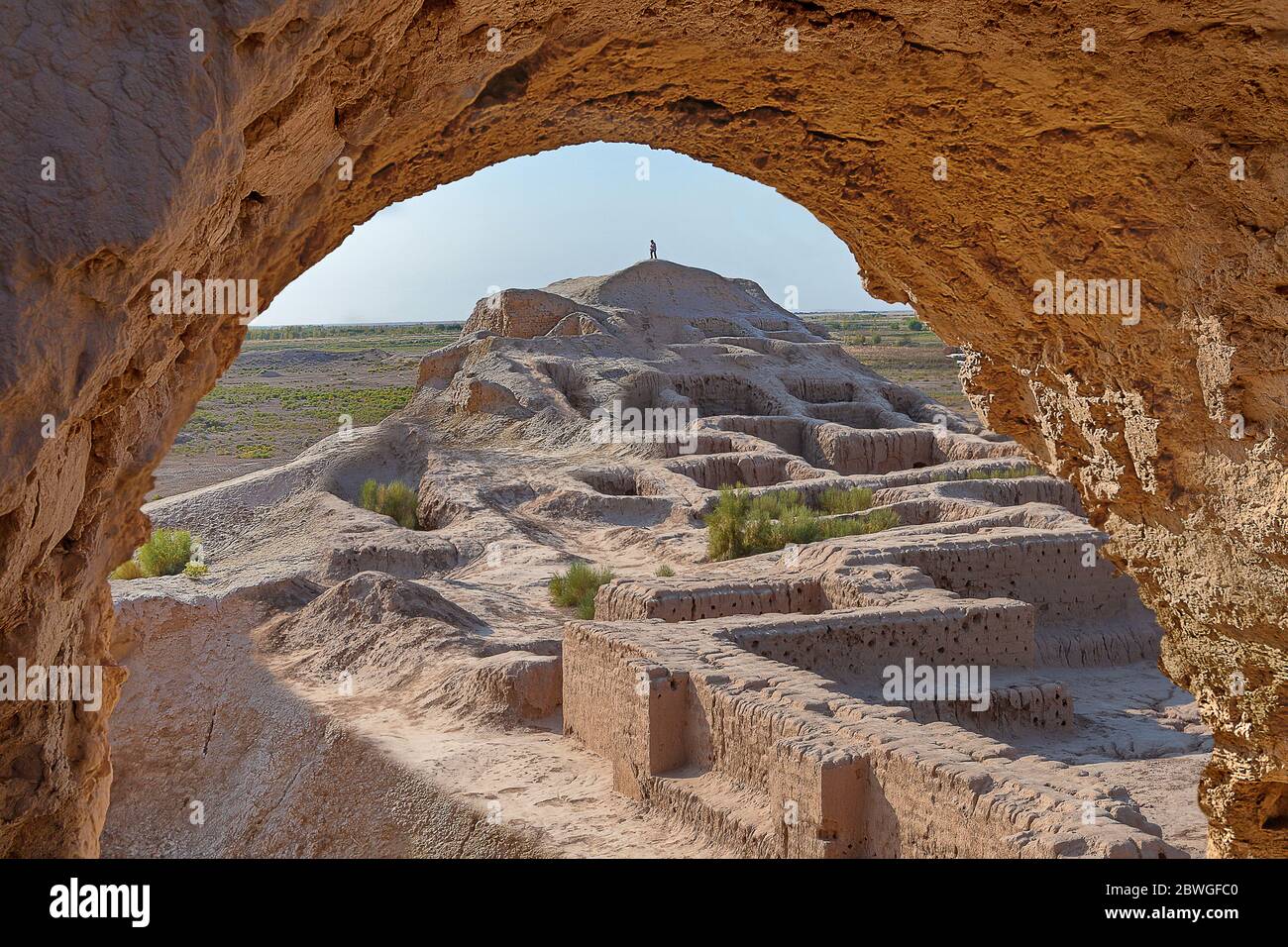 Rovine della fortezza di Toprak Kala a Khorezm, Uzbekistan Foto Stock