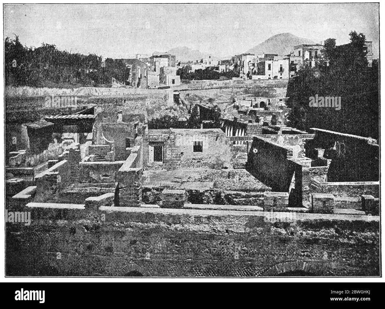 Antica città di Ercolano. La città fu distrutta e sepolta sotto cenere vulcanica e pomice nell'eruzione del Vesuvio nel 79 d.C. Foto Stock