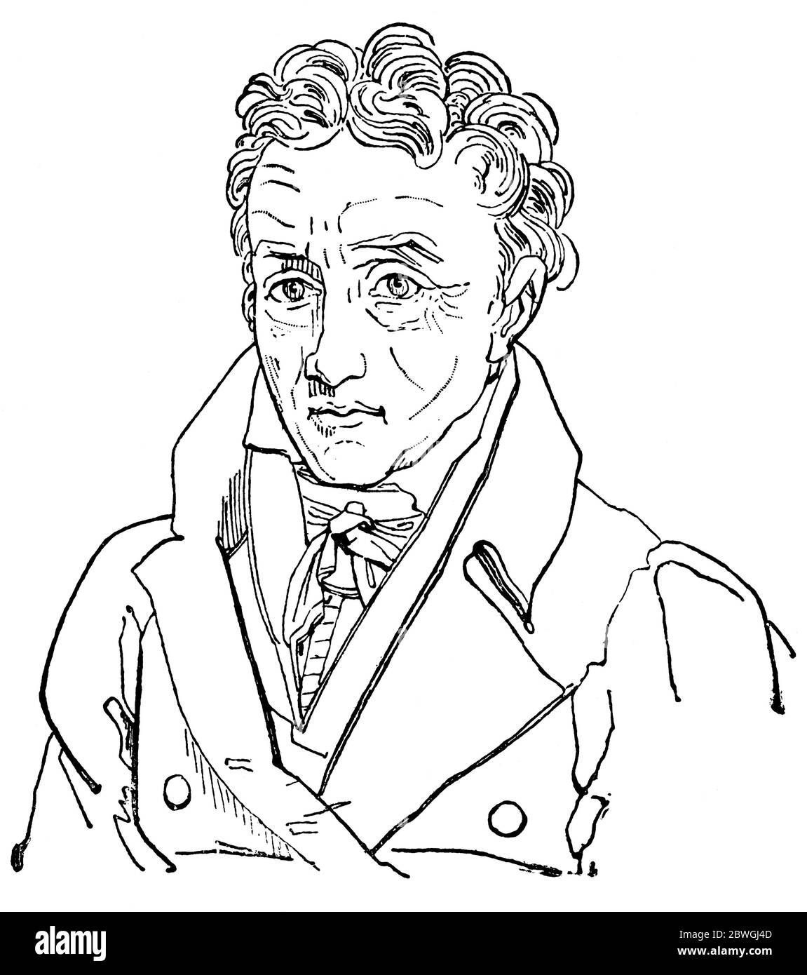 Ritratto di Johann Heinrich Pestalozzi - pedagogo svizzero e riformatore educativo che esemplifica il romanticismo nel suo approccio. Foto Stock