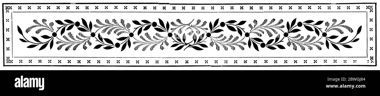 Ornamento astratto, separatore di capitolo in un libro. Illustrazione del 19 ° secolo. Sfondo bianco. Foto Stock