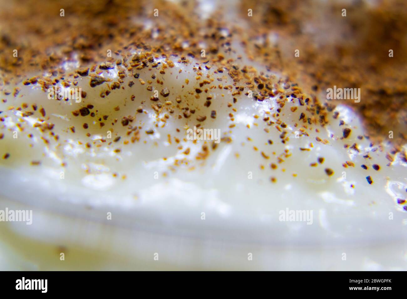 Budino di riso dolce o di riso con glassa di cannella in polvere. Foto Stock