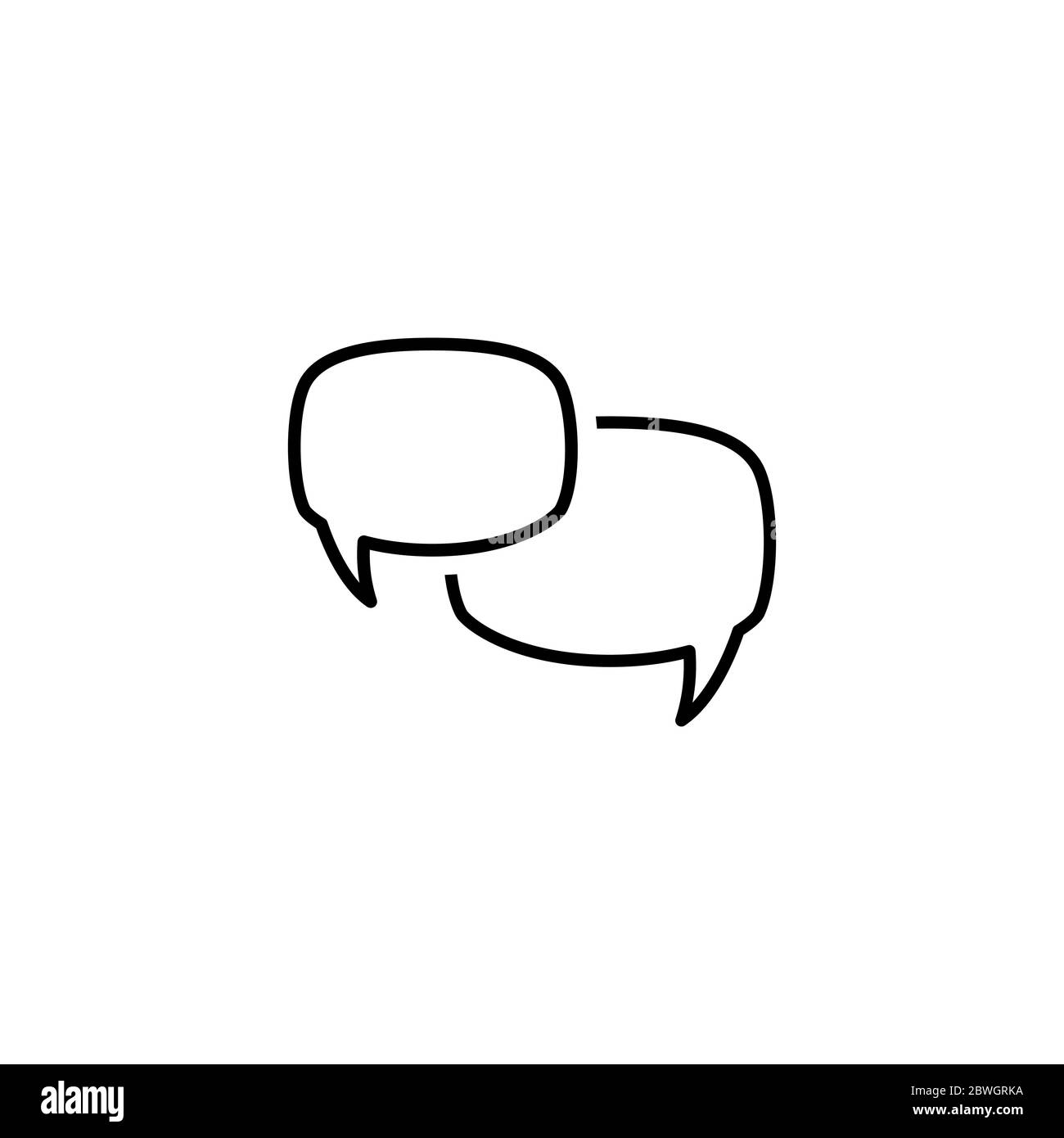 due bolle di conversazione di chat nere isolate su sfondo bianco. Icona piatta vettore. Finestra di dialogo, forum, simbolo del messaggio. Conclusione, comunicazione, istruzione Illustrazione Vettoriale