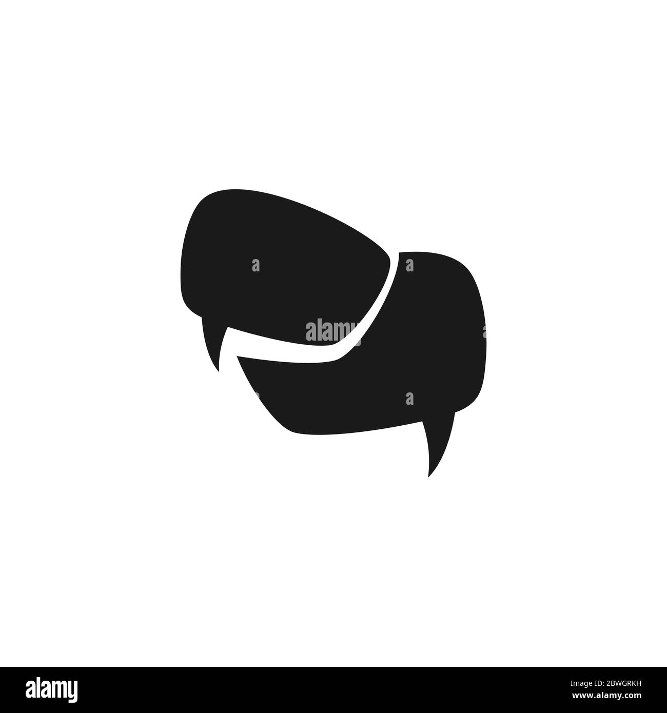 due bolle di conversazione di chat isolate su sfondo bianco. Icona piatta vettore. Finestra di dialogo, forum, simbolo del messaggio. Conclusione, comunicazione, quadro dell'istruzione. Illustrazione Vettoriale