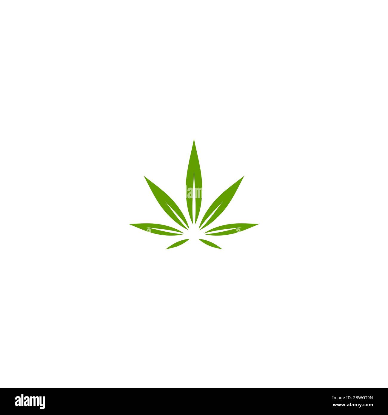 Canapa verde o foglia di cannabis isolata su bianco. CBD olio, Cannabidiol, Marijuana segno medico. Logo Eco Industry. Illustrazione vettoriale. Illustrazione Vettoriale