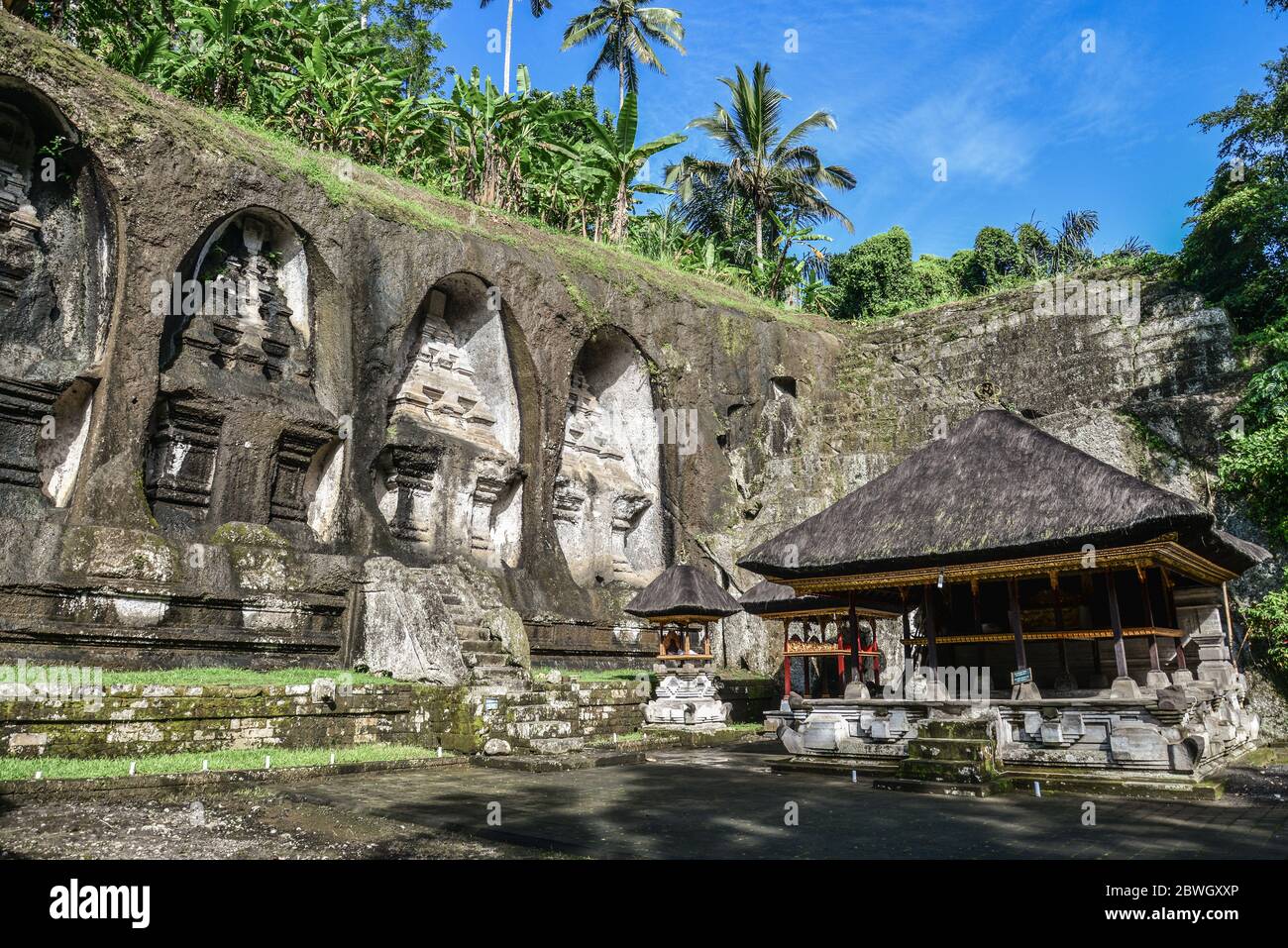 Tempio indù pura Gunung Kawi conosciuto per i suoi santuari scolpiti da una scogliera, Bali, Indonesia Foto Stock