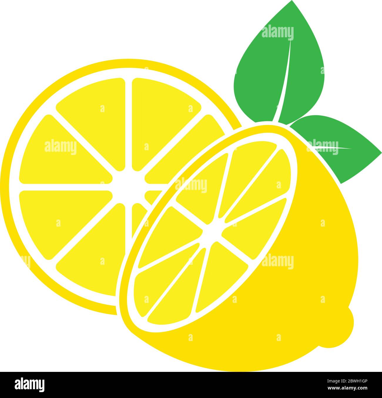 icona limone, agrumi freschi gialli, metà limone Illustrazione Vettoriale