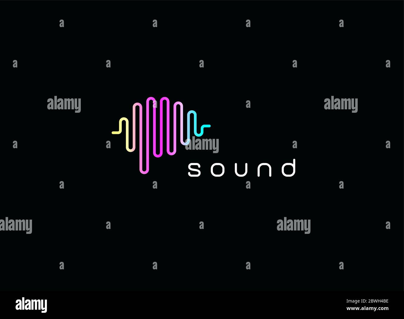 Logo dell'equalizzatore audio digitale. Simbolo delle onde sonore. Icona di registrazione della colonna sonora. Simbolo di riproduzione musicale. Segno di registrazione musicale. Cuffie e auricolari Illustrazione Vettoriale