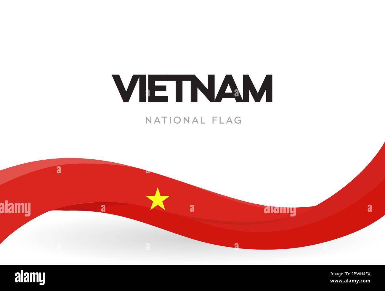 Bandiera di Vietman, nastro ondulato con colori di bandiera nazionale vietnamita su sfondo bianco per il giorno dell'Indipendenza o festività nazionali, vettore isolato Illustrazione Vettoriale