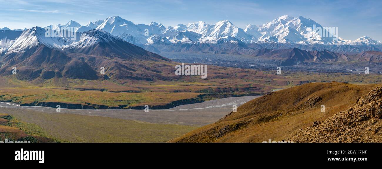 Paesaggio nel parco nazionale di Denali e il monte Denali, Alaska Stati Uniti Foto Stock