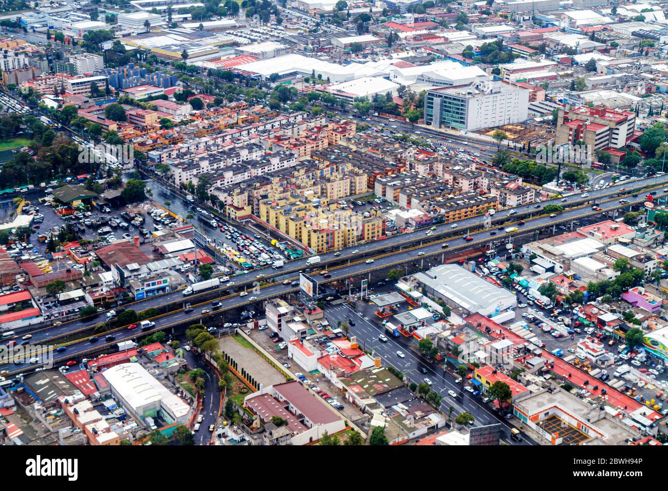Città del Messico, Messico Messico, vista aerea dall'alto, avvicinandosi Benito Juárez International Airport, MEX, aviazione, edifici, rete urbana, blocco, strada Foto Stock
