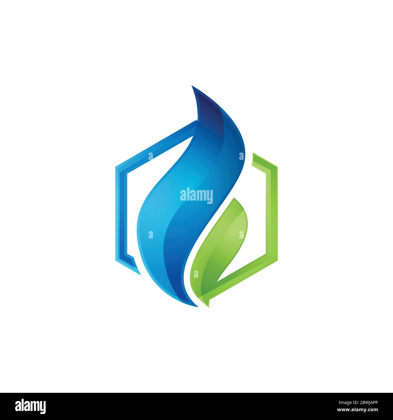 Forma esagonale del gas e petrolio naturale energia logo design isolato su uno sfondo bianco Illustrazione Vettoriale
