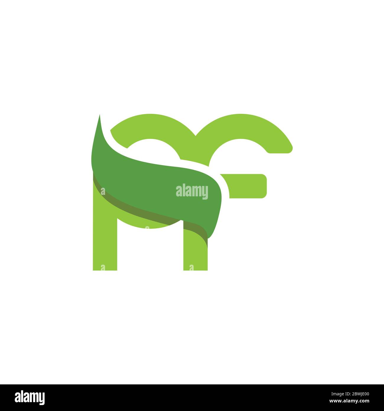 Letter PF Green ecologia naturale logo design idea di concetto su sfondo bianco. Logo tipografico con foglia su di esso Illustrazione Vettoriale